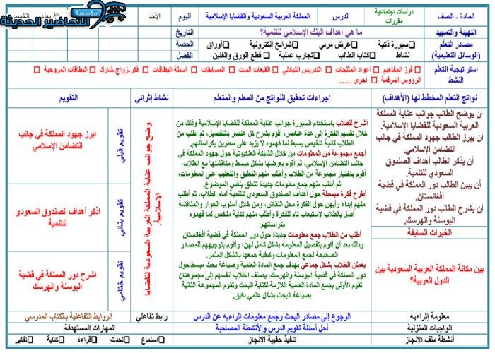 بوربوينت درس المملكة العربية السعودية والقضايا الإسلامية مادة الاجتماعيات ثانوى مقررات
