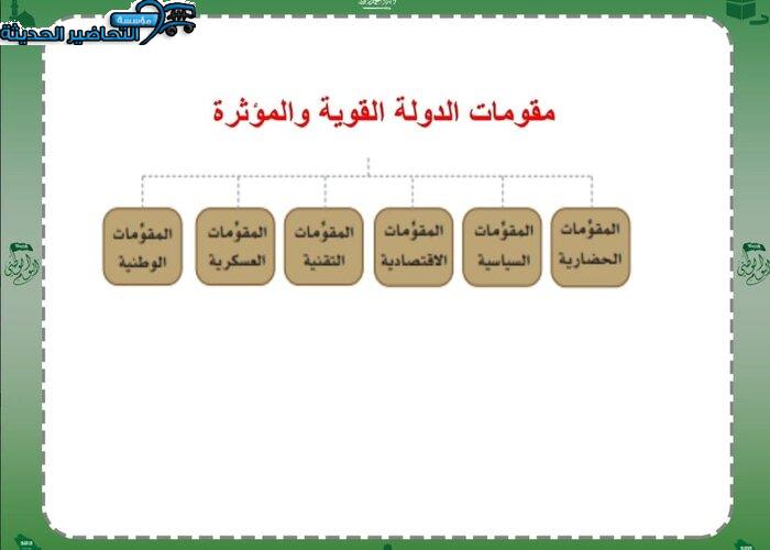بوربوينت درس مقومات الدولة القوية والمؤثرة مادة الدراسات الاجتماعية مقررات