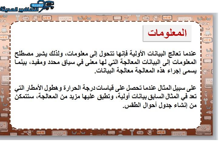بوربوينت مادة التقنية الرقمية 2-1 مسارات الفصل الأول