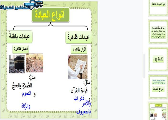 بوربوينت مادة التوحيد للصف الرابع الفصل الدراسي الثاني