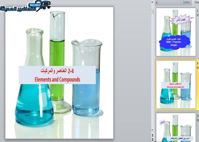 بوربوينت درس العناصر والمركبات مادة كيمياء 1 مقررات