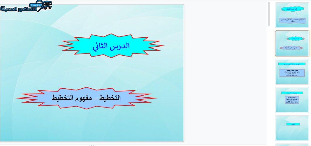 بور بوينت درس مفهوم التخطيط مهارات إدارية مقررات