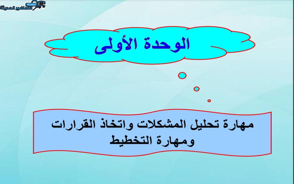 بوربوينت مهارات إدارية (مسار العلوم الإنسانية) مقررات الفصل الأول مدرستي
