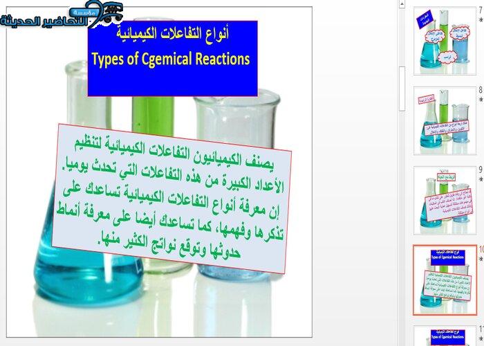 بوربينت درس تصنيف التفاعلات الكيميائية مادة كيمياء 1 مقررات
