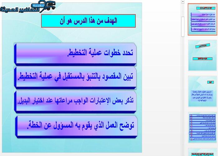 بوربينت درس خطوات التخطيط مهارات إدارية مقررات