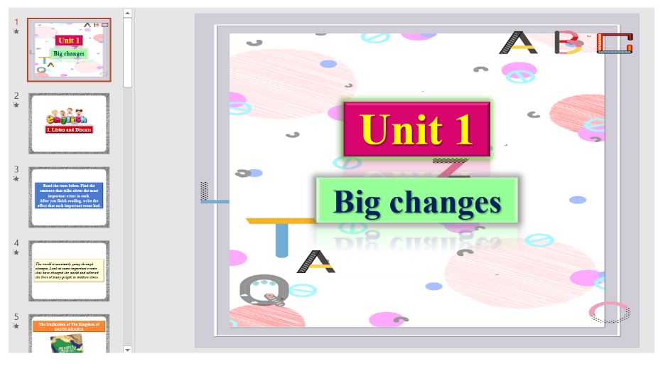تحاضير وحدة Big Changes مادة ميقا قول 1 مقررات الفصل الدراسي الأول