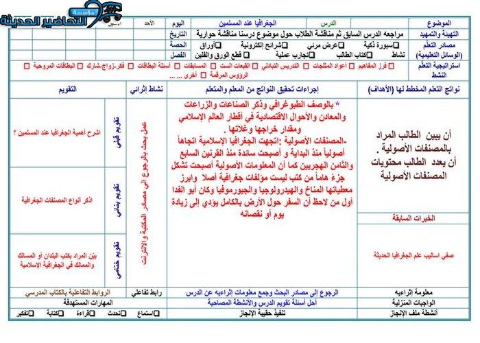 تحضير مادة الجغرافيا مقررات