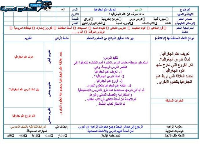 تحضير مادة الجغرافيا مقررات