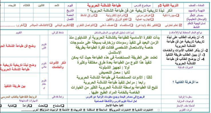 مهارات التربية الفنية الصف الثالث المتوسط الفصل الثالث