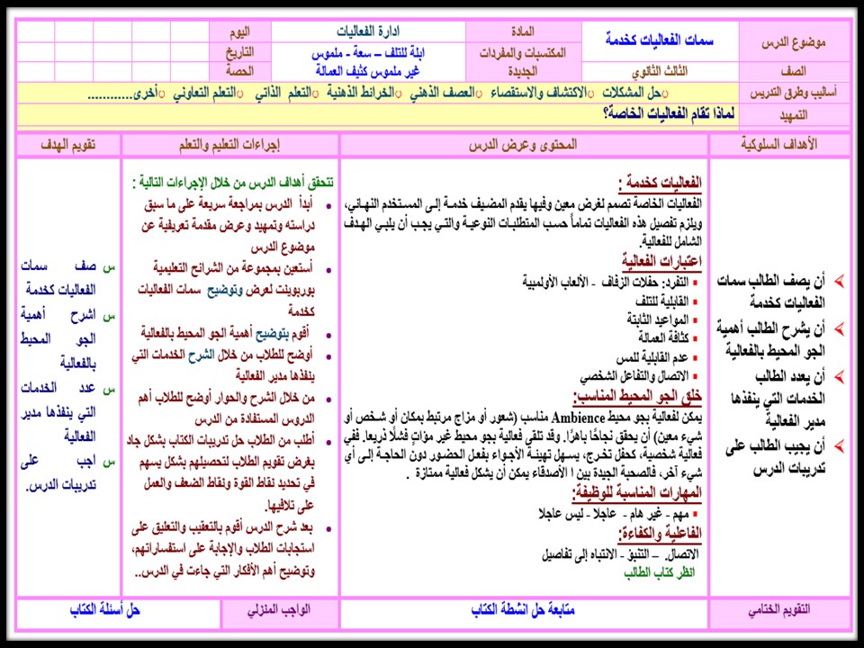 تحضير ادارة الفعاليات مسارات