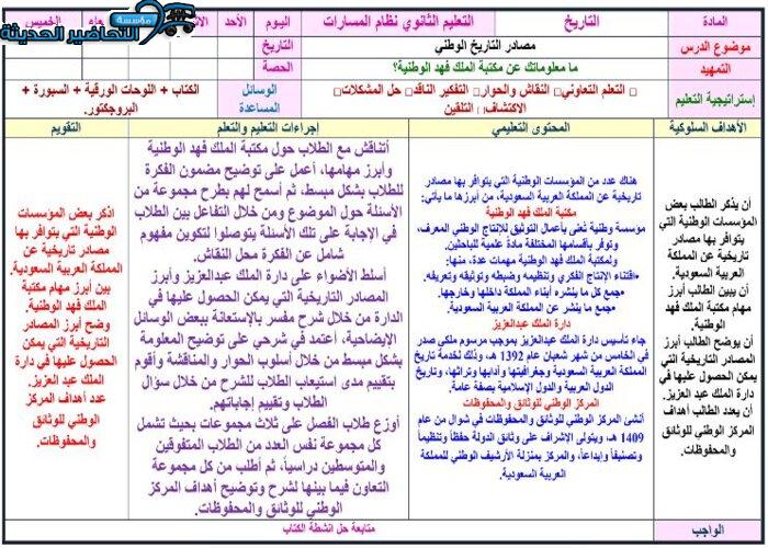 تحضير مادة التاريخ مقررات