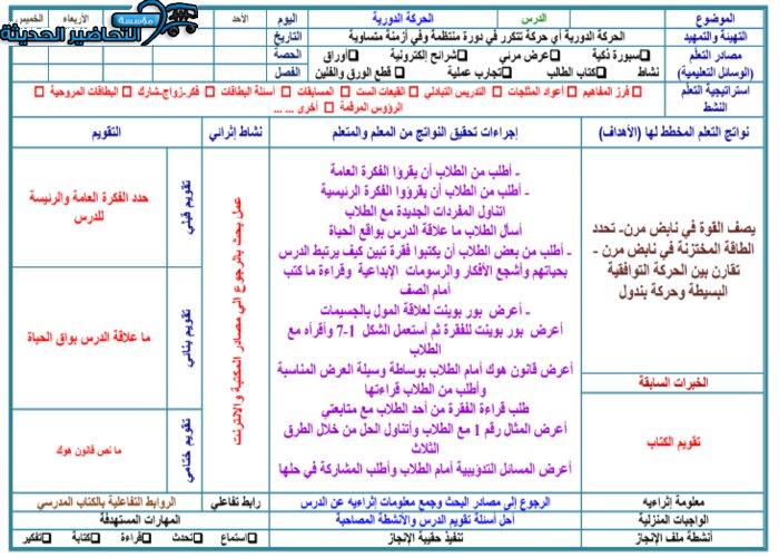 تحضير الحركة الدورية فيزياء 2 مقررات