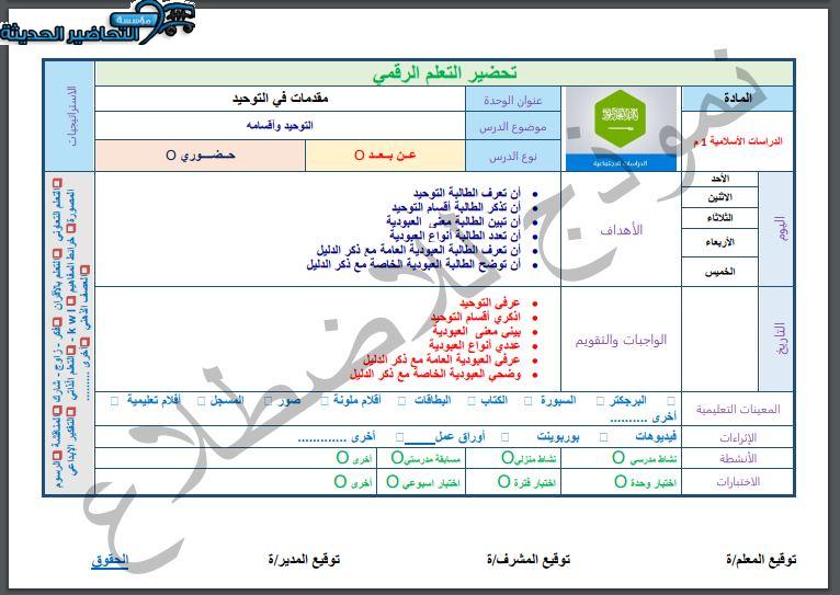 مفردات الدرس منصه مدرستى الدراسات الاسلامية أول متوسط الفصل الثاني