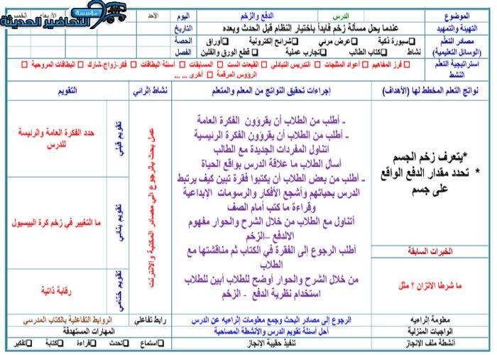 تحضير الدفع والزخم فيزياء 2 مقررات