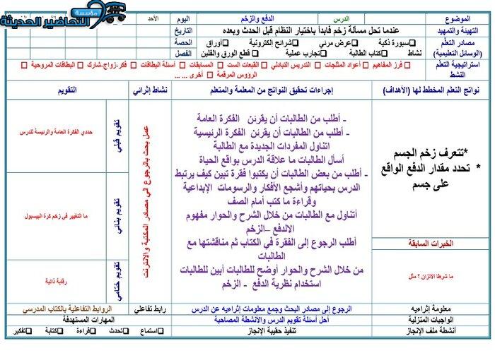 تحضير الدفع والزخم فيزياء 2 مقررات