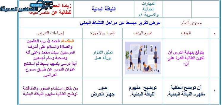 تحضير المهارات الحياتية و الأسرية أول متوسط فصل ثانى