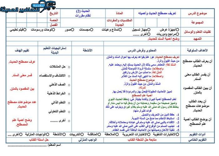 ورق عمل مادة حديث 2 ثانوى مقررات