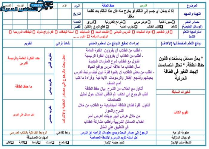 تحضير حفظ الطاقة فيزياء 2 مقررات