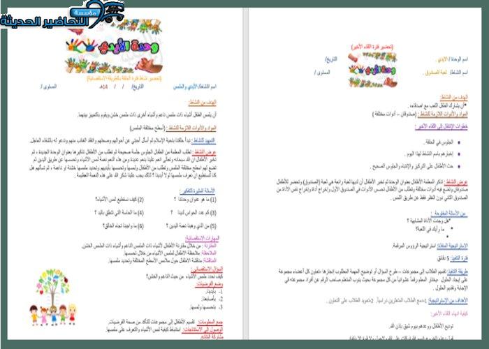 تحضير حلقة الأيدي والملمس بالطريقة الإستقصائية وحدة الأيدي رياض أطفال