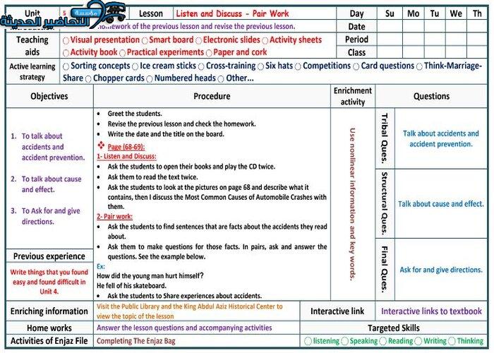 تحضير درس Unit 5 Lesson 1 مادة Mega Goal 1 مقررات
