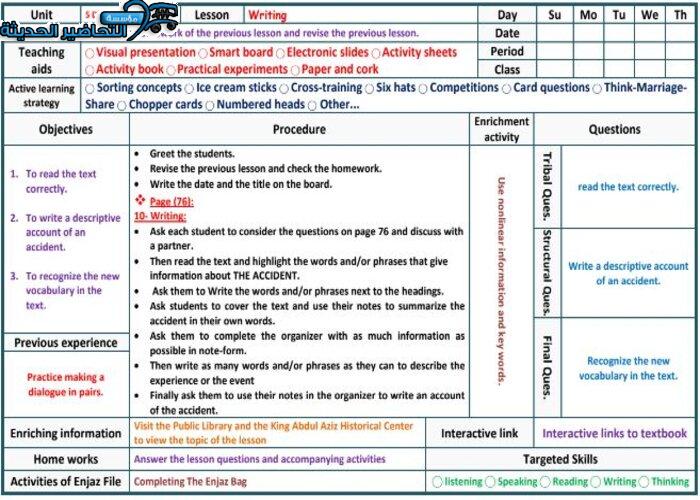 تحضير درس Unit 5 Lesson 10 مادة Mega Goal 1 مقررات