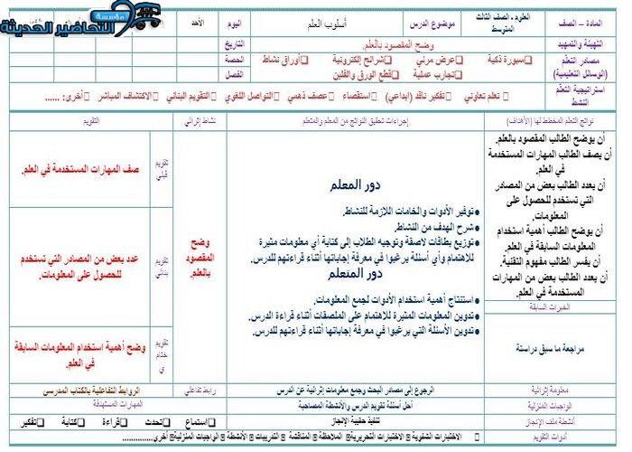 تحضير درس أسلوب العلم العلوم للصف الثالث المتوسط
