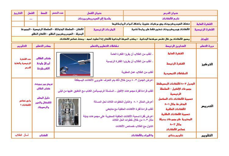 تحضير درس الألكانات مادة الكيمياء 2 مقررات