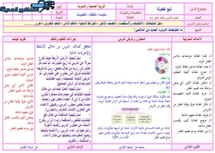 تحضير درس التطعميات مادة التربية الصحية والنسوية مقررات