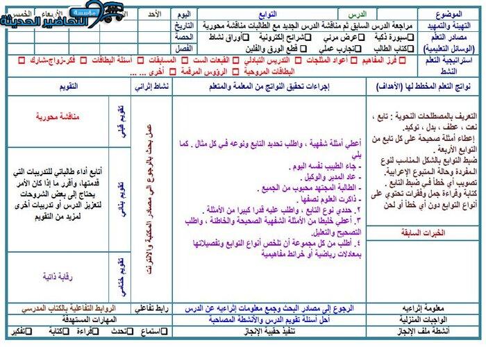 تحضير درس التوابع والأساليب النحوية لمادة الكفايات اللغوية 3 مقررات