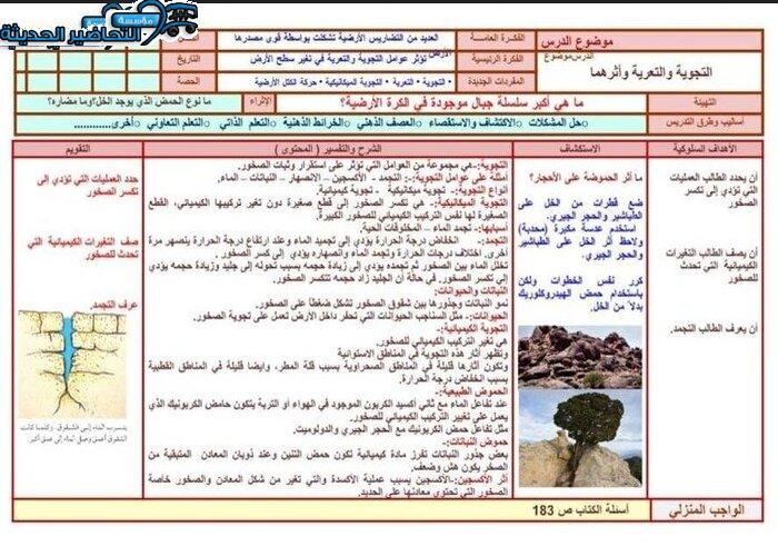 ورق عمل درس التجوية والتعرية وآثرهما مادة العلوم الصف الأول متوسط الفصل الدراسي الأول