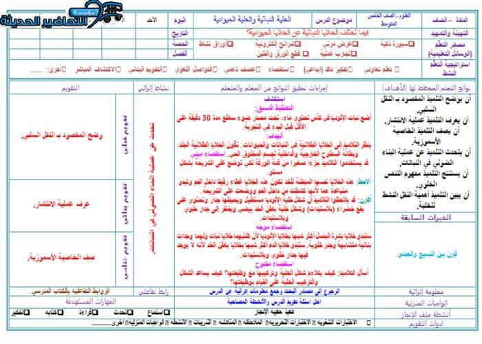 تحضير درس الخلية النباتية والخلية الحيوانية مادة علوم للصف السادس الابتدائي الفصل الدراسي الأول تحضير درس الخلية النباتية والخلية الحيوانية مادة علوم للصف السادس الابتدائي الفصل الدراسي الأول