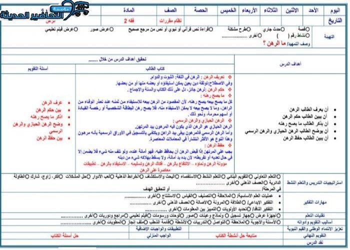 تحضير درس الرهن مادة فقه 2 مقررات