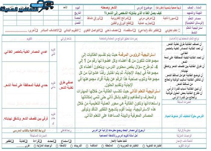 تحضير درس الشعر وصحته مادة التربية الصحية والنسوية مقررات