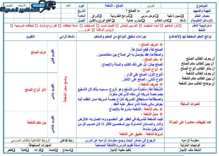 حل أسئلة درس الصلح مادة فقه 2 مقررات