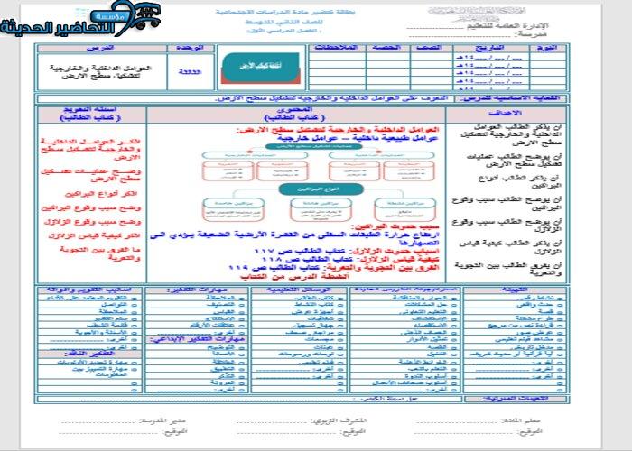 تحضير درس العوامل الداخلية والخارجية لتشكيل سطح الأرض الدراسات الاجتماعية ثاني متوسط فصل دراسي اول