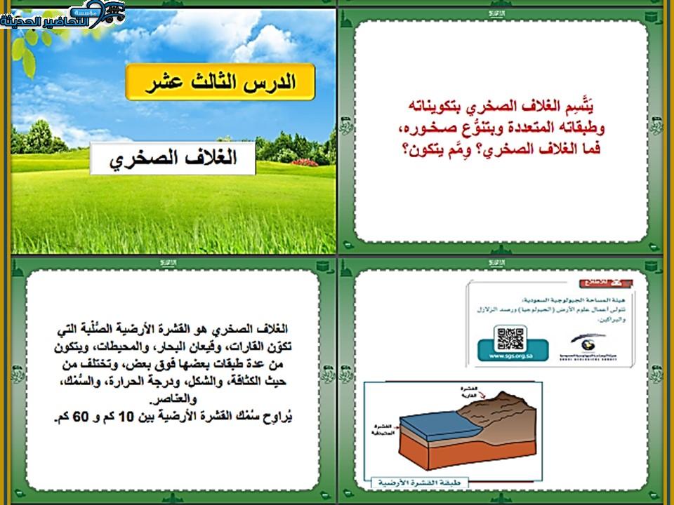 تحضير درس الغلاف الصخري الدراسات الاجتماعية ثاني متوسط فصل دراسي اول
