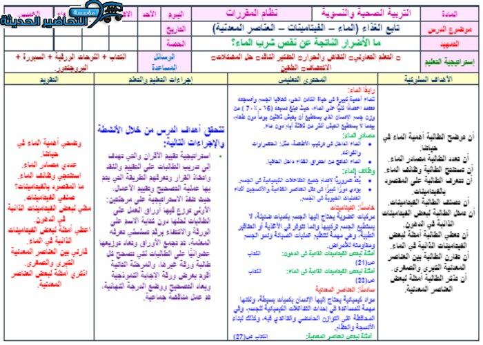 تحضير درس الفيتامينات مادة التربية الصحية والنسوية مقررات