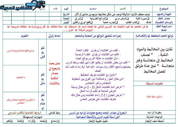 تحضير درس المخاليط مادة كيمياء 1 مقررات