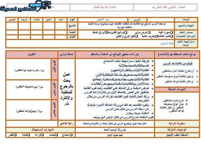 تحضير درس المنظور مادة التربية الفنية نظام المقررات
