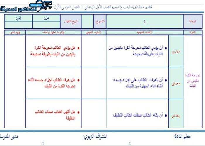 تحضير درس دحرجة الكرة باليدين من الثبات التربية البدنية الصف الأول الابتدائي