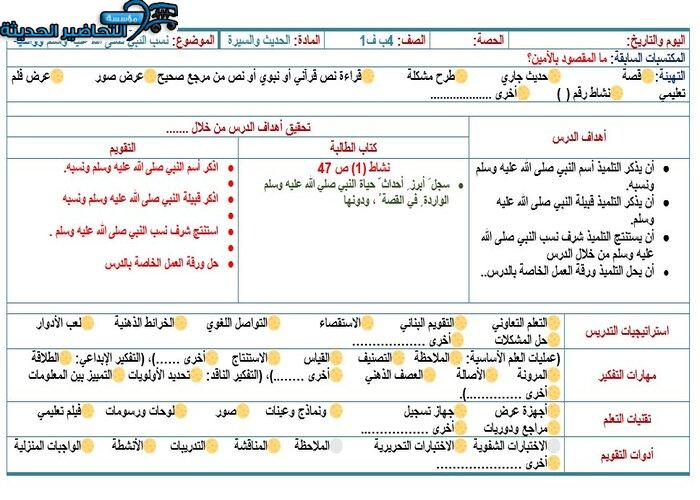 تحضير درس لم أتعلم سيرة النبي صلى الله عليه وسلم مادة الحديث الصف الرابع الابتدائي الفصل الدراسي الأول
