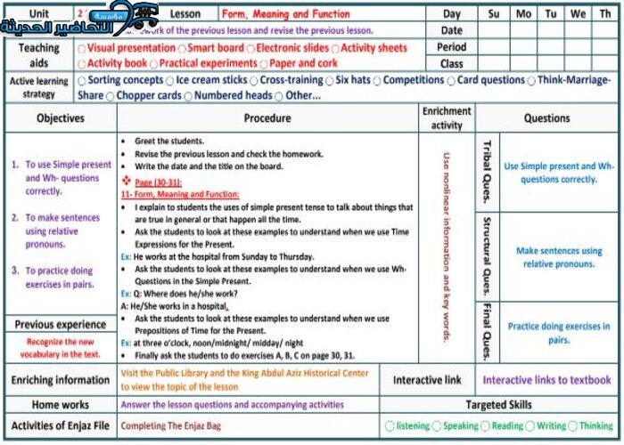 تحضير درس Unit 2 Lesson 6 مادة Mega Goal 1 مقررات