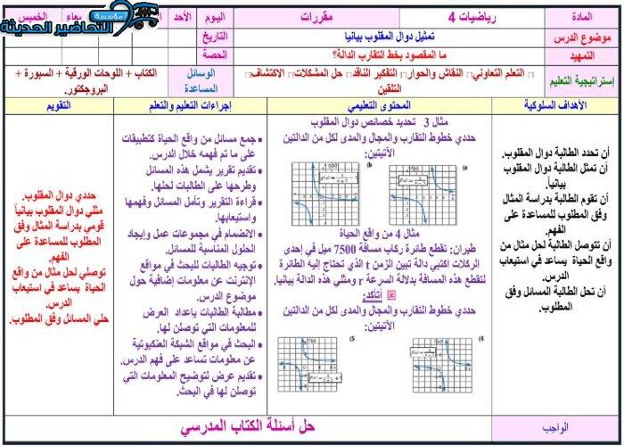 تحضير مادة رياضيات 4 مقررات