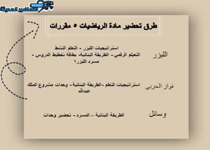 طرق تحضير مادة الرياضيات 5 مقررات