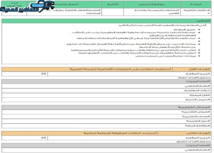 تحضير عين مادة كفايات لغوية 2 مقررات