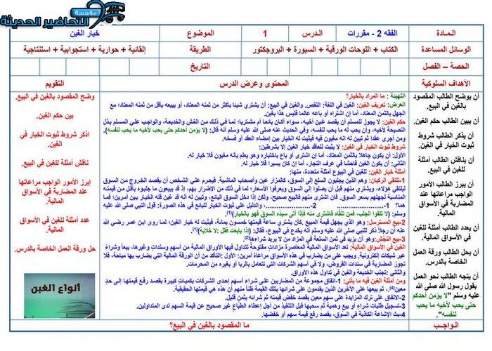 ورق عمل مادة فقه 2 مقررات