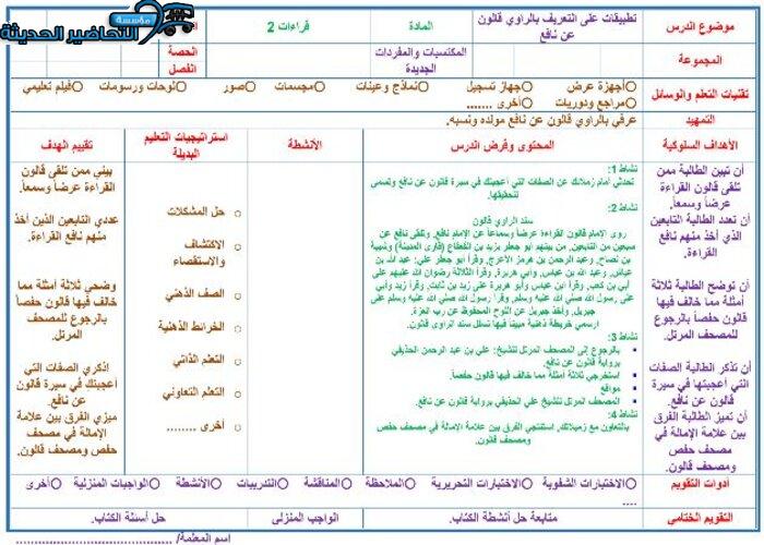 تحضير مادة قراءات 2 مقررات