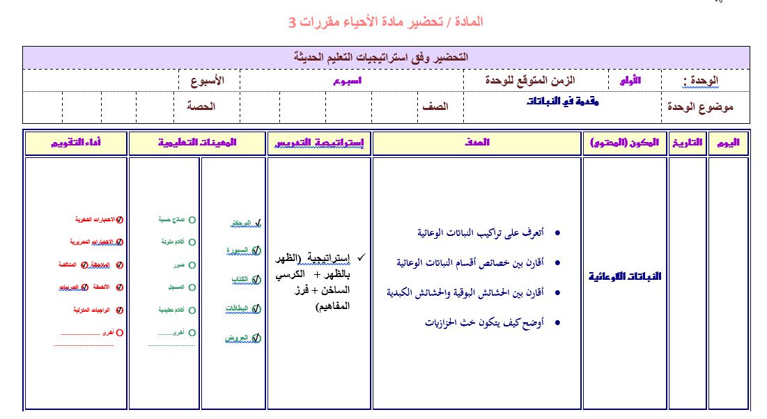 تحضير مادة احياء 3 مقررات