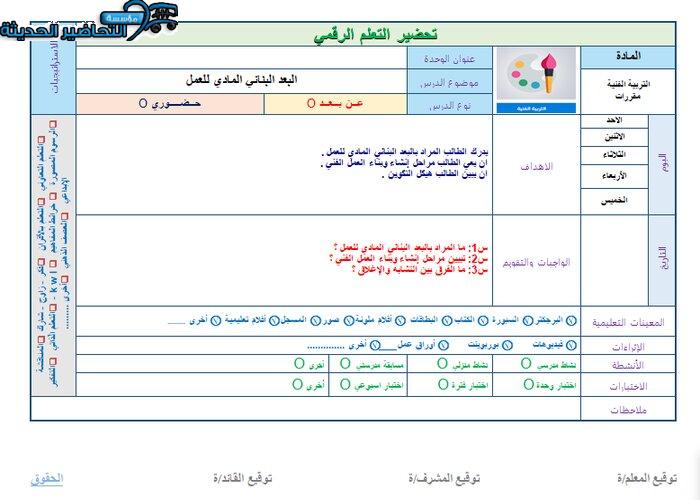 تحضير مادة التربية الفنية مقررات