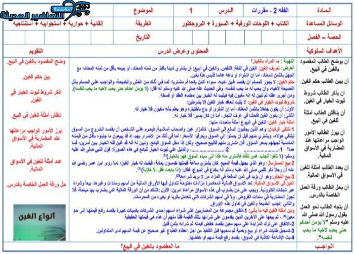 تحضير مادة الفقة 2 الصف الثانوى مقررات